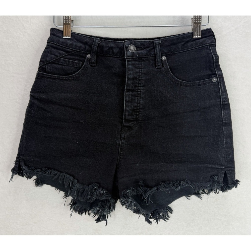 We The Free Free People Black Denim Cut-Off Distressed Shorts Size 28 CRVY